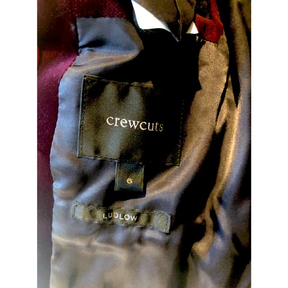 Burgundy Velvet blazer jacket Crewcuts boys 6 ludlow - Picture 3 of 5